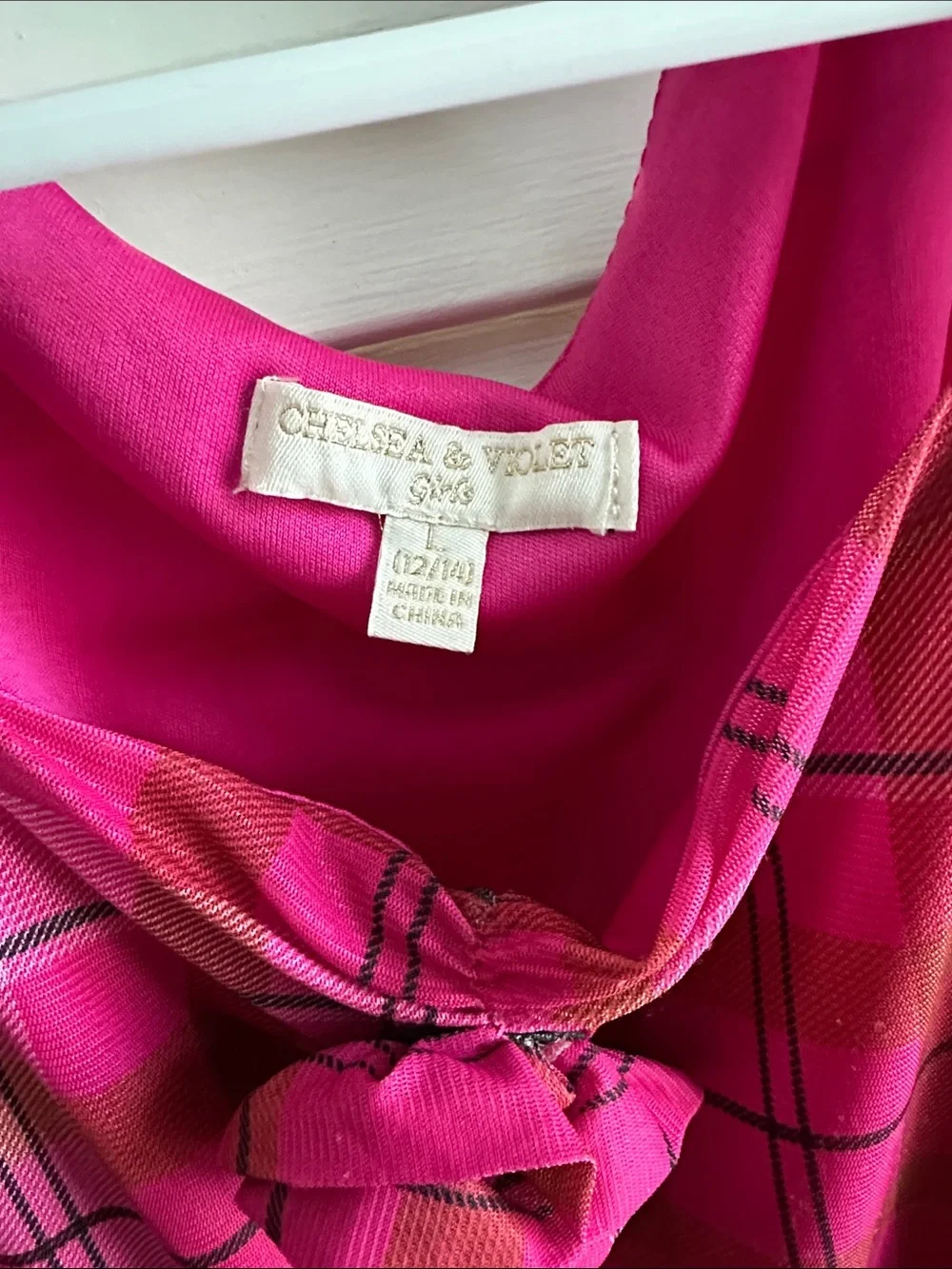 Chelsea and violet plaid pink dress girls Large 12/14 NWOT